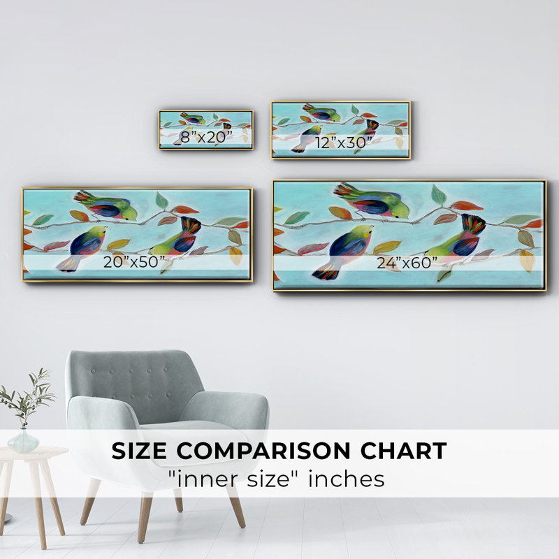 Bitty Birds I - toile encadrée, H 20 po x l 50 po