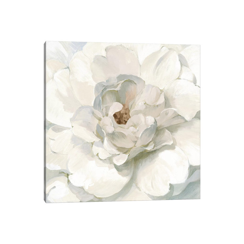 Neutre pivoine par Danhui Nai - impression, H 12 po x l 12 po x P 0,75 po, Toile tendue, Pas de tapis