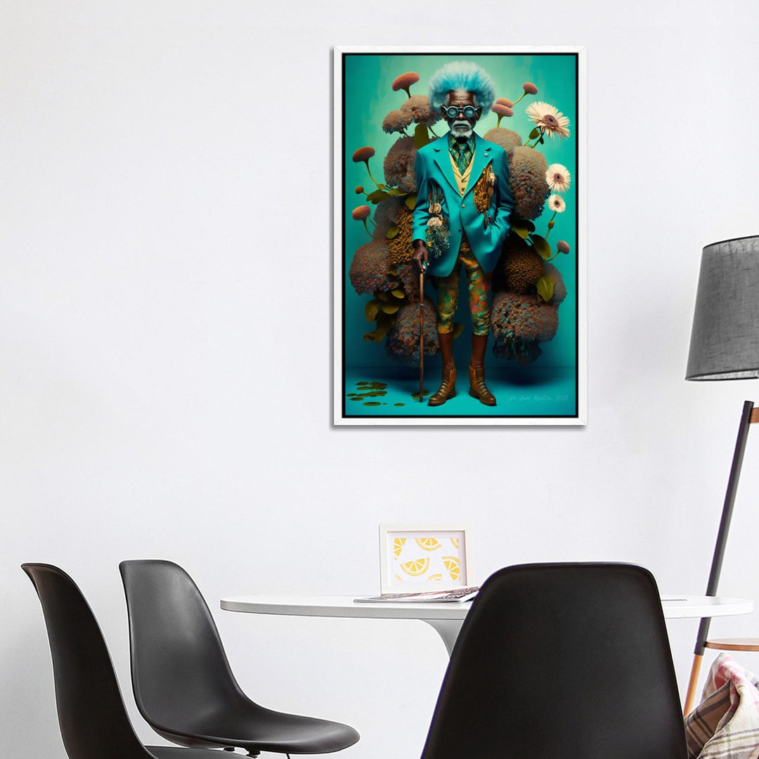 Retro Futurist African Grandpa - Mushrooms VIII von Digital Wild Art - Gallery-Wrapped Canvas Giclée