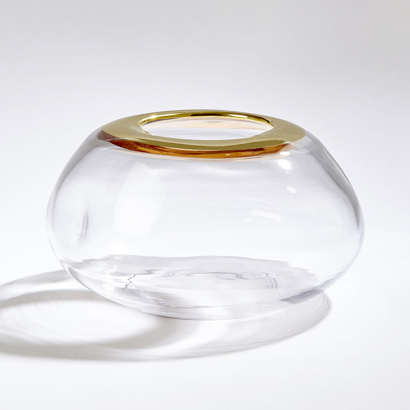 Vase organique-Lg organique, Transparent / or