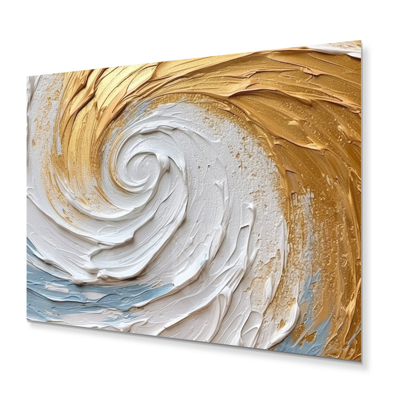Décoration murale en métal spirale abstraite dorée II, H 12 po x l 20 po x P 1 po