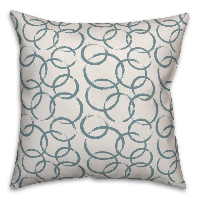 Geometric Throw Pillow, 16" x 16", White/Blue