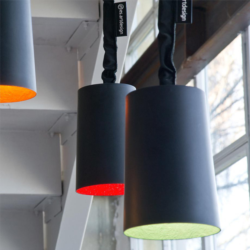 Paint 1 - Light Dome Pendant, Black/Turquoise