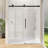 60"X76" Shower Door  Single Sliding Frameless With Matte Black Hardware And 1/4" Tempered Glass For Modern Bathroom