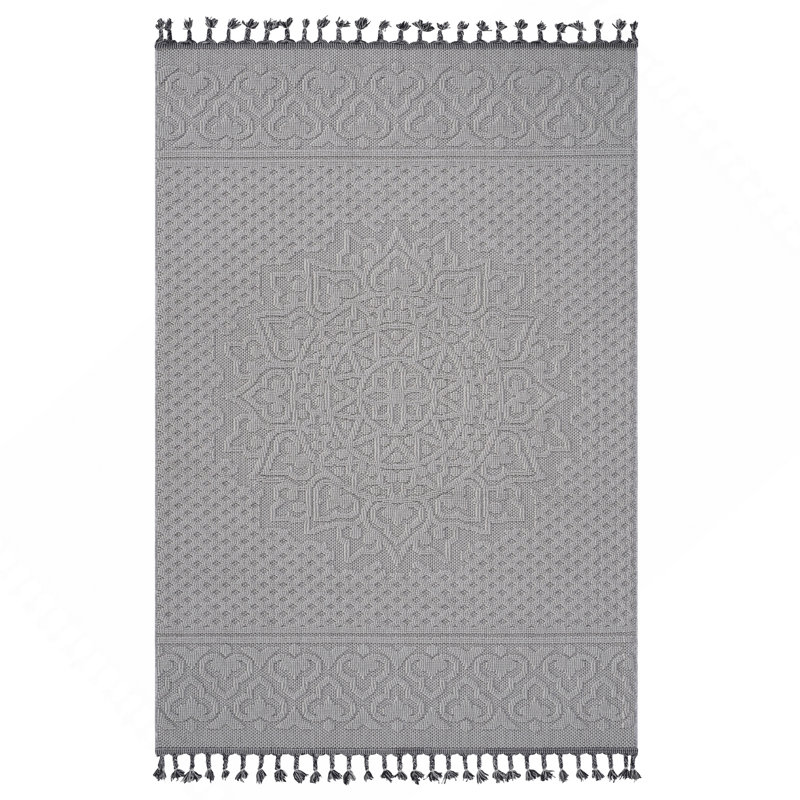 8X10 Ivory Medallion Indoor / Outdoor Area Rug, Rectangle 7'9" x 10'