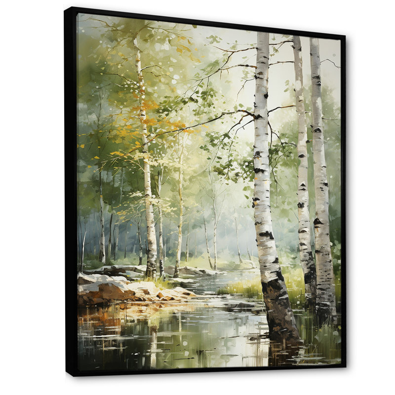 «Tranquil Shadows Green Forest III», reproduction sur toile, H 32 po x l 16 po x P 1 po, Cadre flottant noir