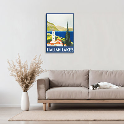 Italian Lakes Retro Scenery Canvas, design by PIDDIX