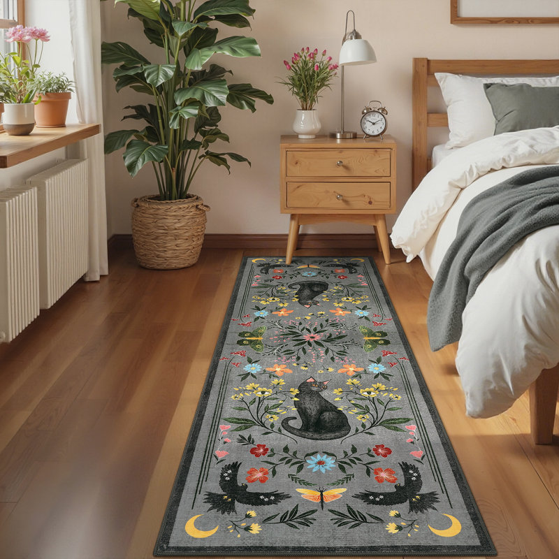 Washable Rugs  Area Rugs for Living Room, Soft Foldable Print Floor Mats Non-Slip Farmhouse Low Pile Stain-Resistant Vintage Carpet for Bedroom, Nursery, Home Office