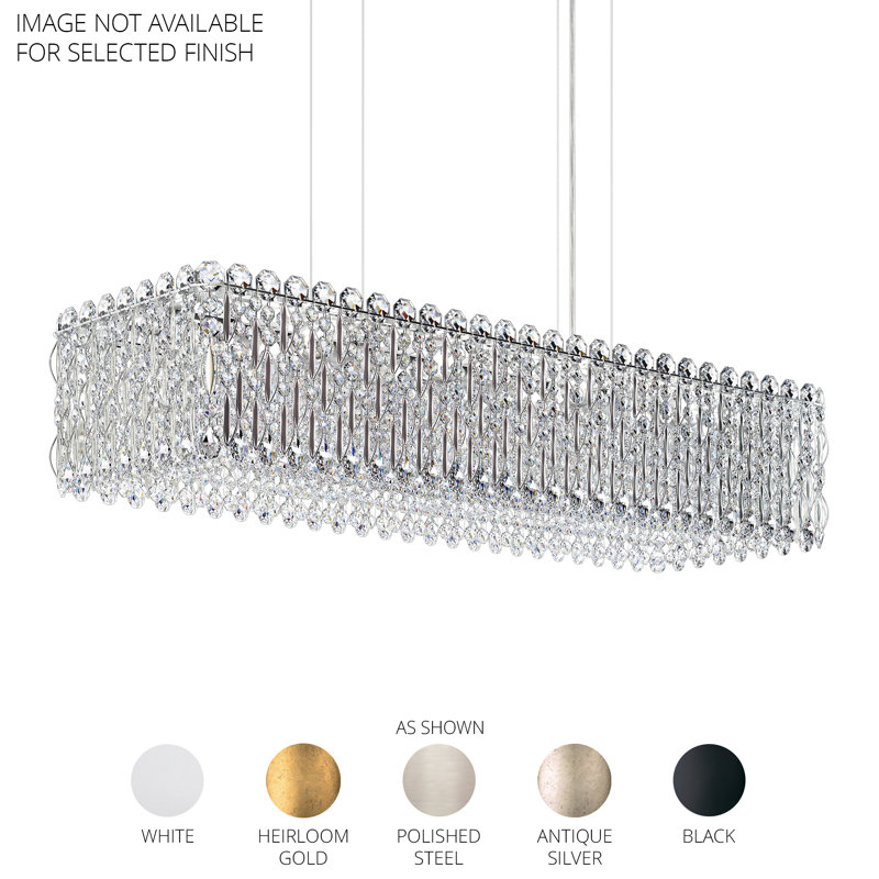 Sarella 13 Light 37in x 12in Rectangular Chandelier in Heirloom Gold with Clear Heritage Handcut Crystals, White
