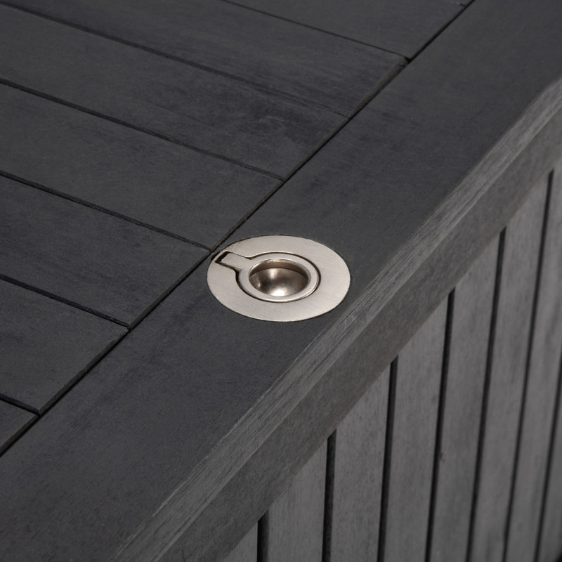 Abri Black Solid Wood Outdoor Deck Box with Wheels