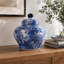 D9.1x9.1 "pot en porcelaine bleue et blanche avec couvercle, pot de gingembre décoratif pour centre de table, tablette de salon