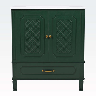 Meuble-lavabo de style rétro avec lavabo, espace de rangement multifonctionnel