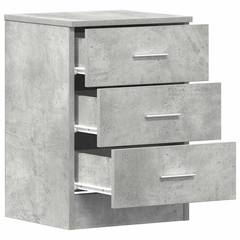Julieanna Bedside Cabinet 38x35x56 cm Engineered Wood, Set of 2, Concrete Grey