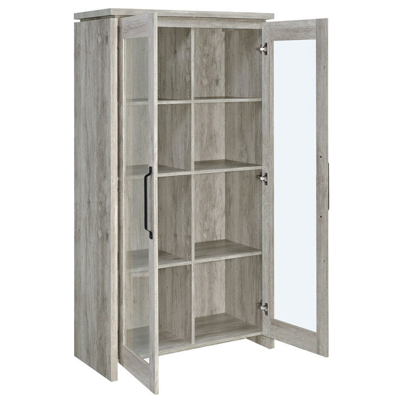 Armoire haute Myerson Grey Driftwood à 2 portes en bois d'ingénierie
