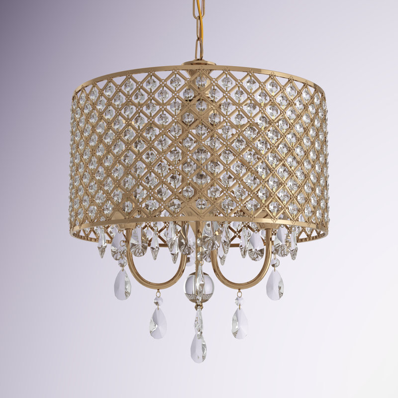 Lustre tambour 4 lumières Ivonna, Or