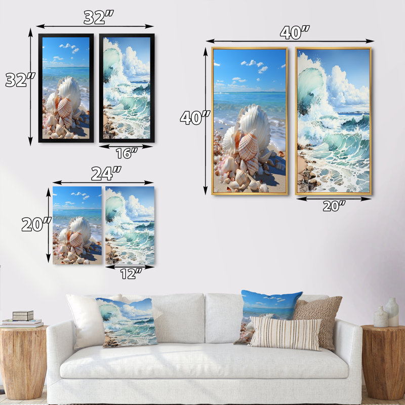 Florida Seaside Harmony "Florida Seaside Harmony" 2 - pièces sur, Cadre blanc, H 40 po x l 40 po