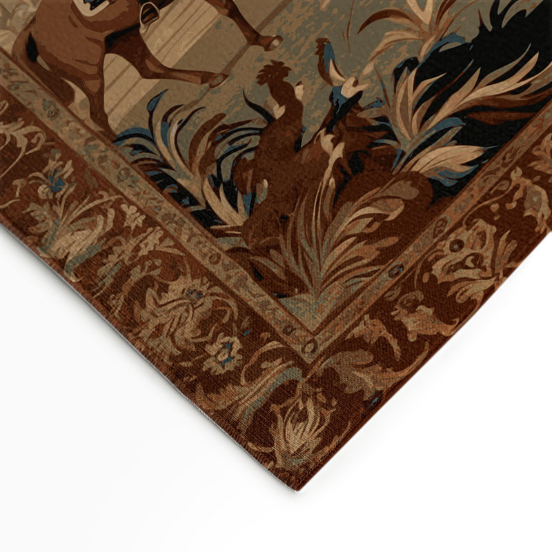 French Brown Indoor and Outdoor Area Rug, Rectangle 9' x 12'