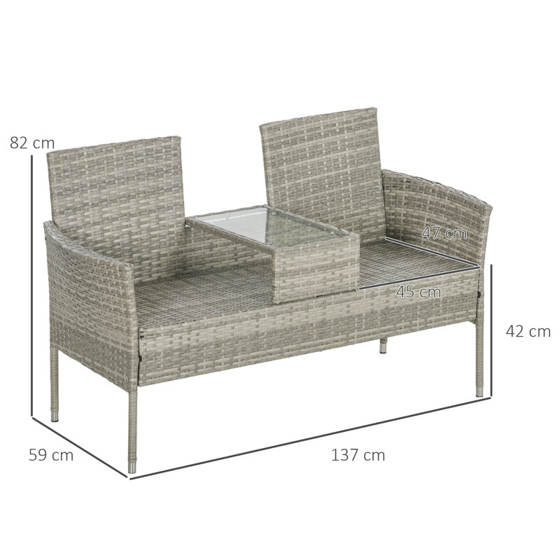Callihan 137cm Long Slat Seat with Cushions, White