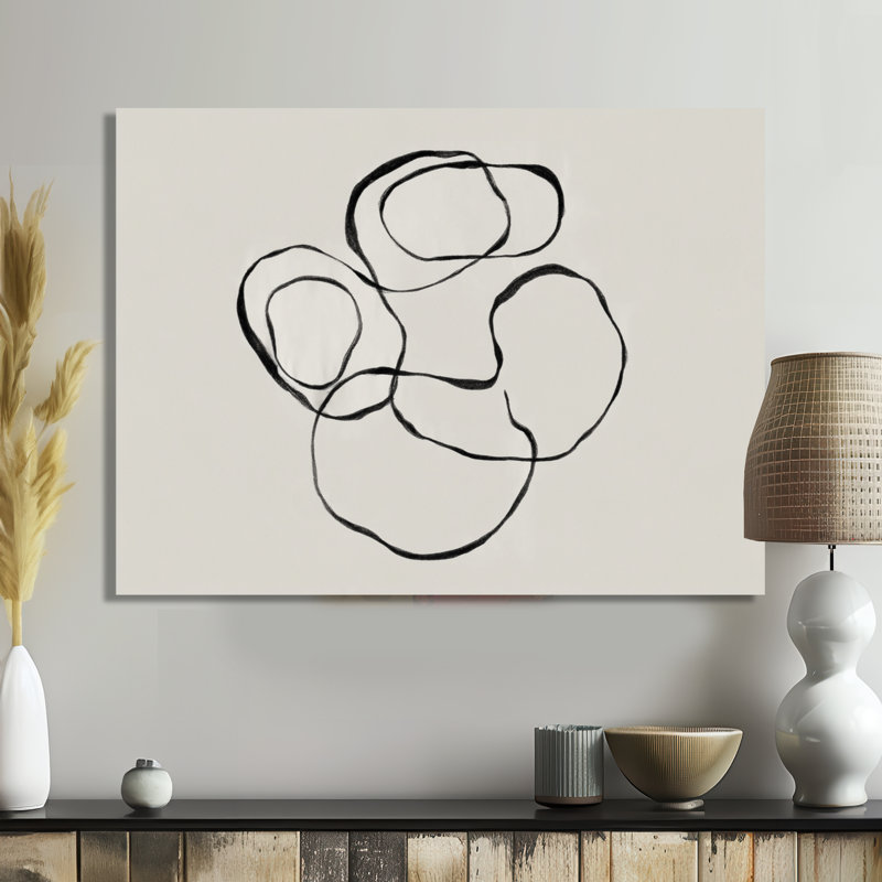 «Abstract Simple Brush Outline Curves - Modern Shapes», impression sur métal, L 32 po x H 24 po