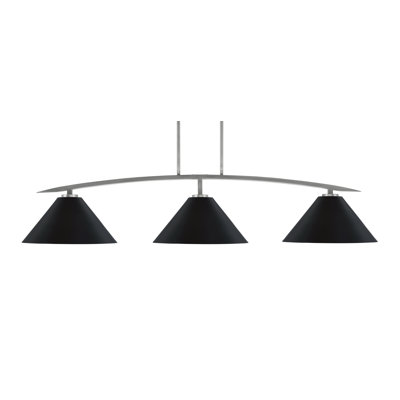 Luminaire kurve 3 lumières avec abat-jour conique en métal