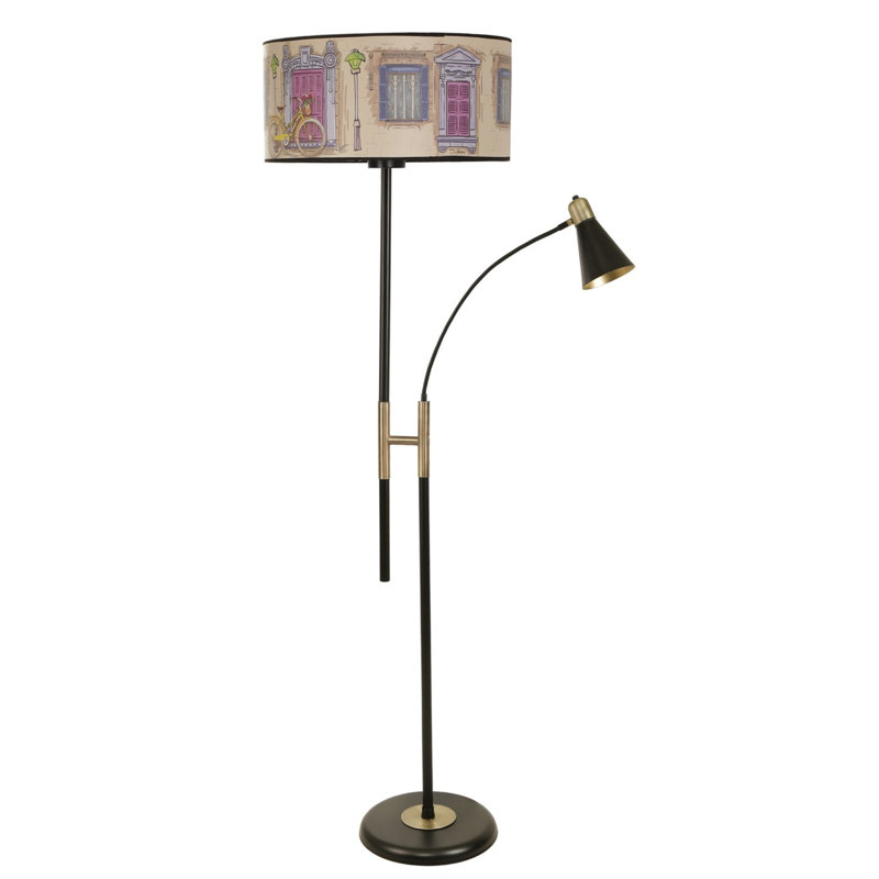 Yahir 165cm Torchiere Floor Lamp, Black