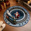 Tapis rond de Noël en velours cristal avec dos à pois, motif paysage d'hiver, décoration de Noël