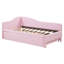 Lit de jour simple en L rembourré en forme de L avec lit gigogne escamotable, canapé-lit en lin, très grand lit, aucun sommier requis, rose-129458191