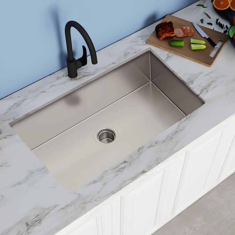 32-Inch Undermount Kitchen Sink 16 Gauge Stainless Steel Single Bowl - 32 X 19 X 10 Inch Deep Basin