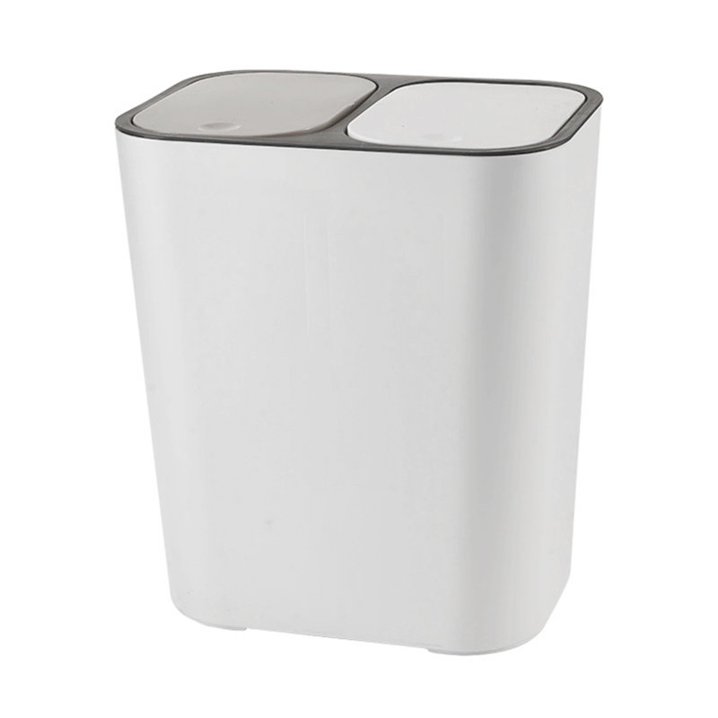 Bock Plastic Swing Top Multi-Compartment Rubbish & Recycling Bin - 12L, White