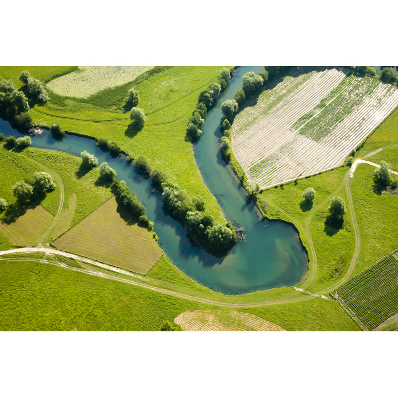Farmland Patchwork, Aerial View - Wrapped Canvas Print, 61cm H x 91cm W