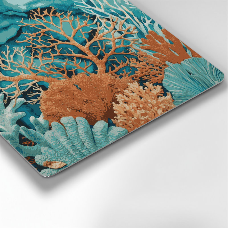 Hawaiian Coral Patterns Blue Metal Wall Art