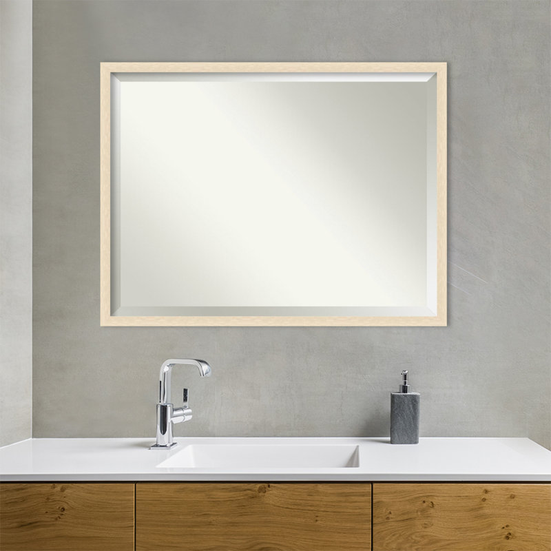 Miroir mural en bois Jobany, 32 po x 42 po, Brun clair, Rectangle