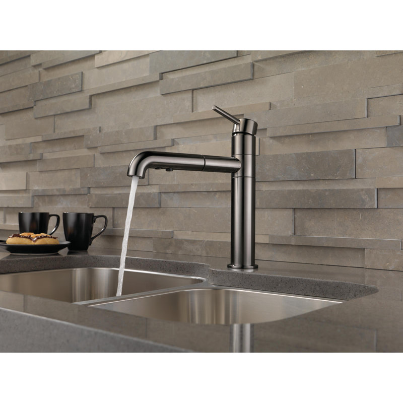 Trinsic Pull Out Sprayer Kitchen Sink Faucet, Single Handle Kitchen Faucet, Black Stainless