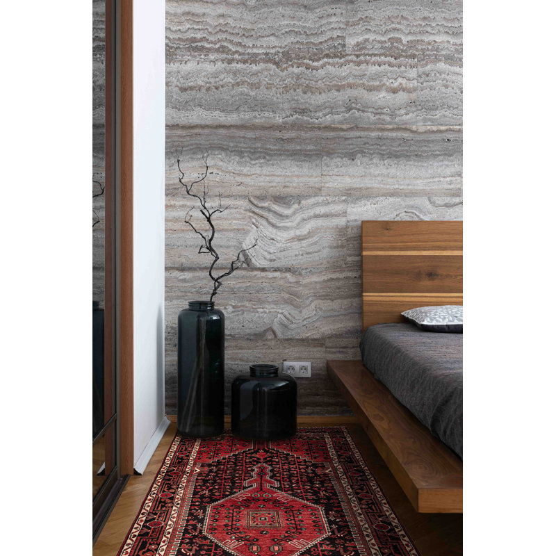 Tapis noir rétro Anadol 5 pi 0 po x 10 pi 10 po