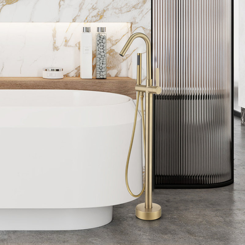 1 Handle Floor Clawfoot Tub Faucet with Diverter