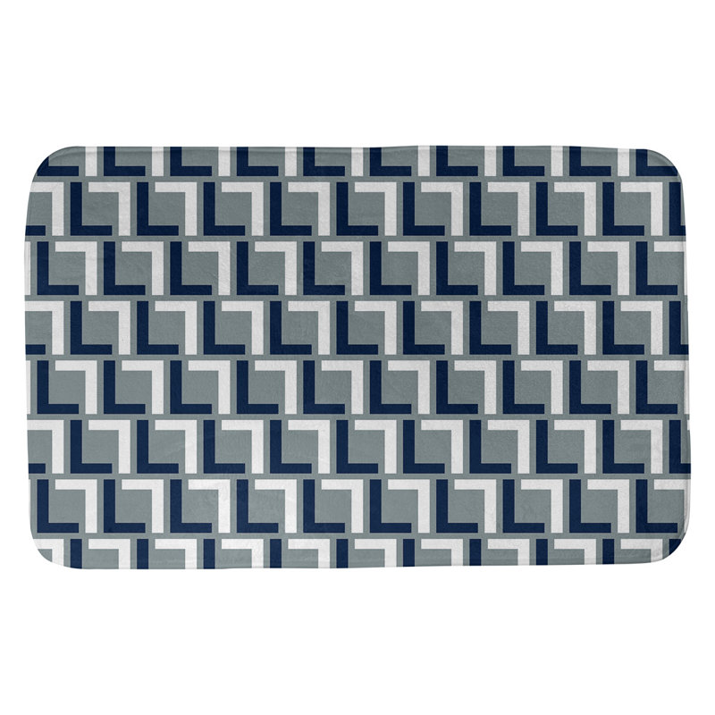 Tapis pour salle de bain Baltimore, l 17 po x L 24 po, Silver/Blue/White