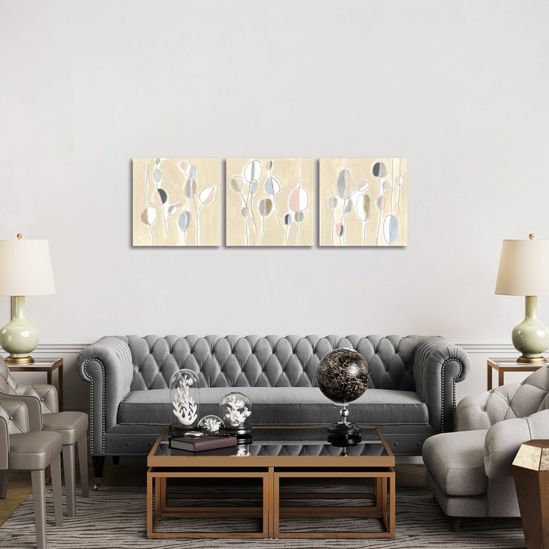 String Garden Triptych - ensemble d'art mural sur toile tendue (ensemble de 3)