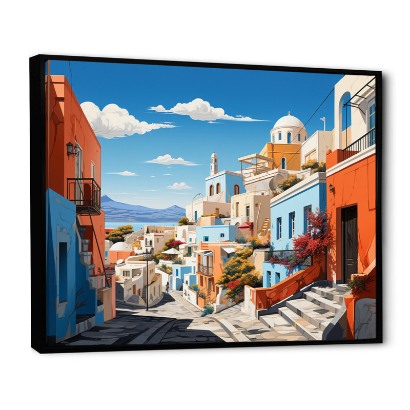 «City Athens Popart III», reproduction sur toile, H 30 po x l 40 po x P 1,5 po, Cadre flottant noir