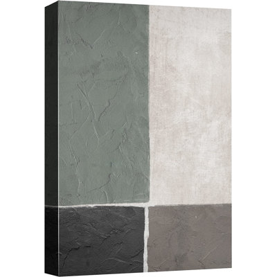 Minimal Landscape Mid-Century Dark Grey Black Grock Color Blocks - Floater Frame Print