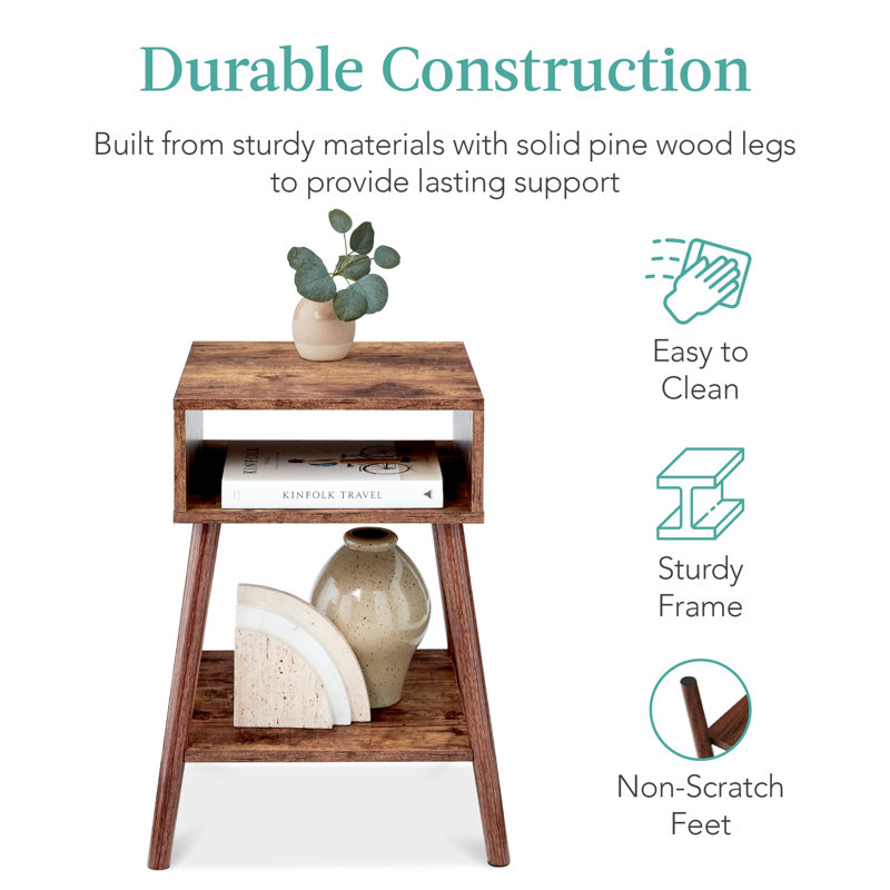 White Mid-Century Modern Wood End Tables with Storage