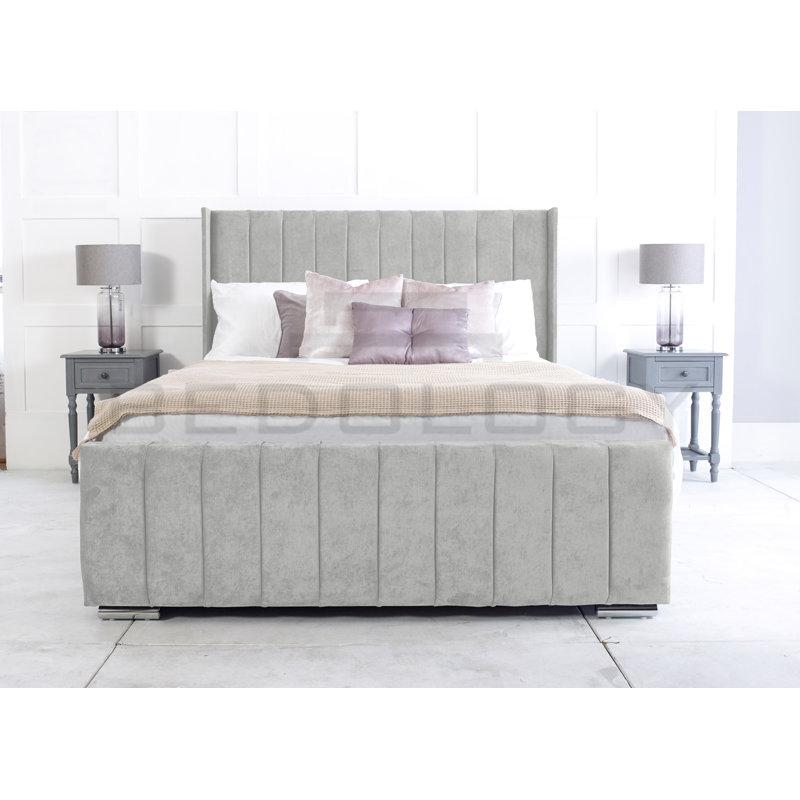 Anhat Upholstered Storage Bed, King (150 x 200 cm), Silver