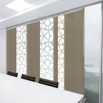 7-Panel Single Rail Panel Track Extendable 110"-153" W x 94"H, Panel width 23.5", Shattered, Cornsil