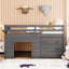 Lit mezzanine simple gris avec armoire et tablette résilientes - Structure en bois massif de pin fiable-601725628