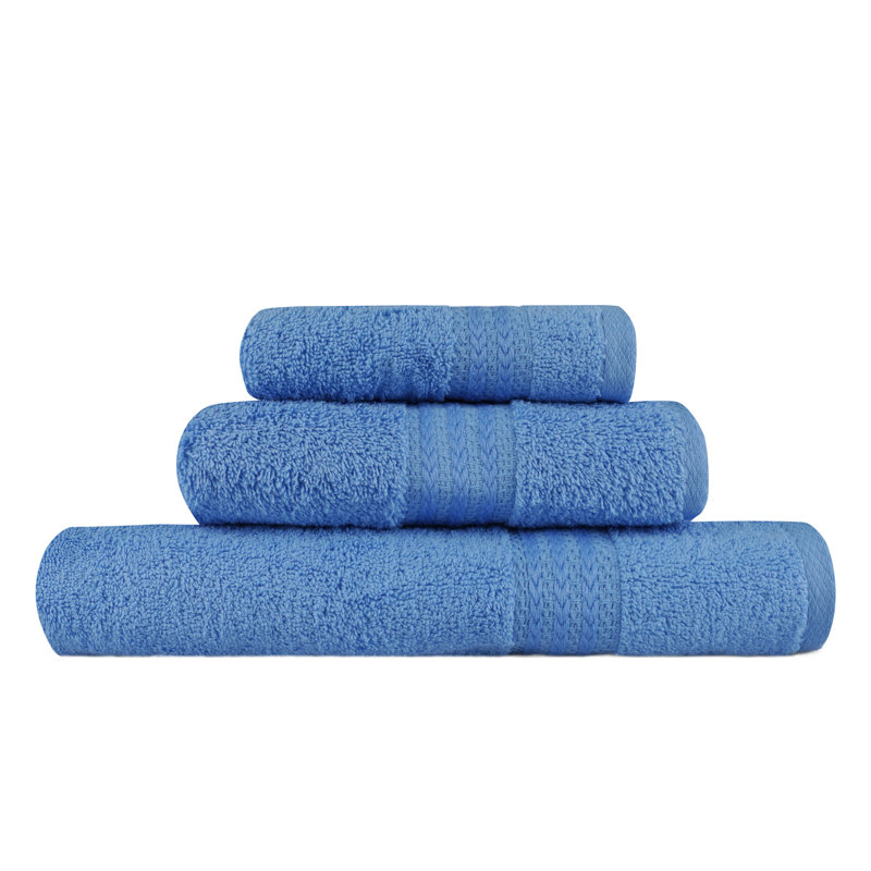 Ensemble de serviettes 3 pièces 100% coton, Bleu