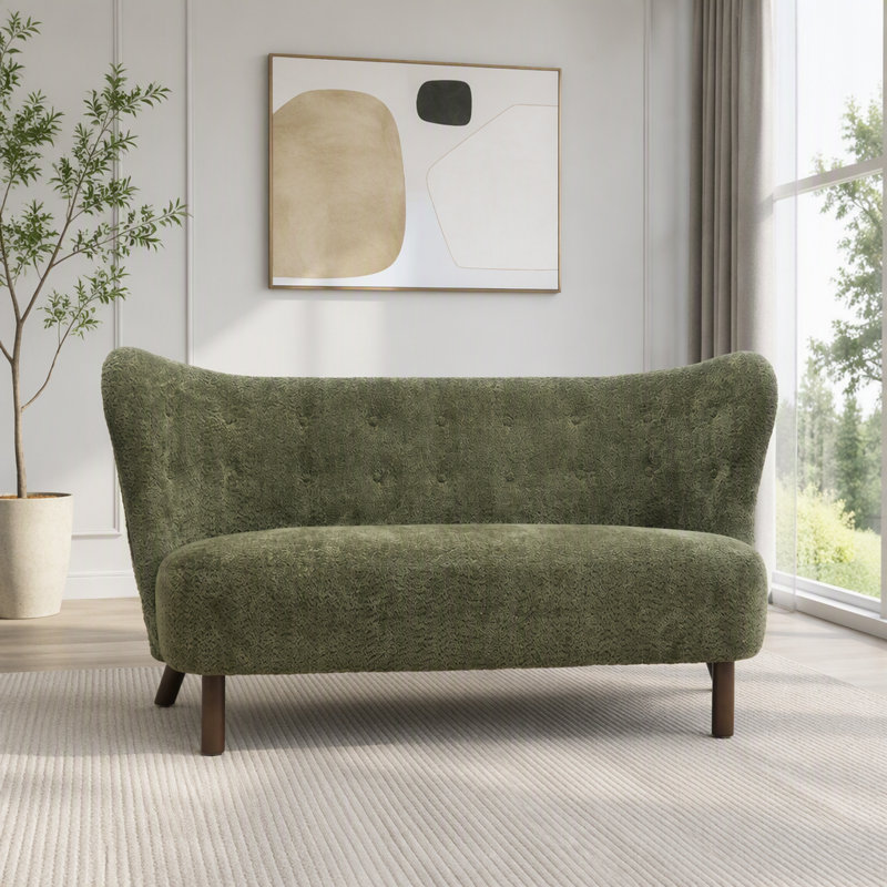 Causeuse Nordic, Olive Green Fabric