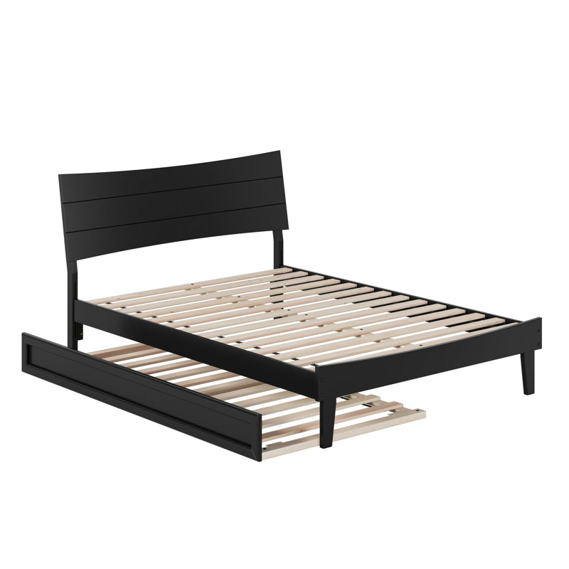 Phoenix Wood Platform Bed with Trundle, Noir, Full