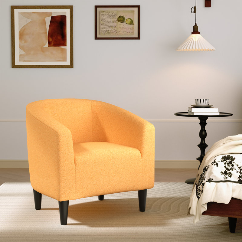 Fauteuil d'appoint en forme de tonneau Hast , Polyester jaune moutarde