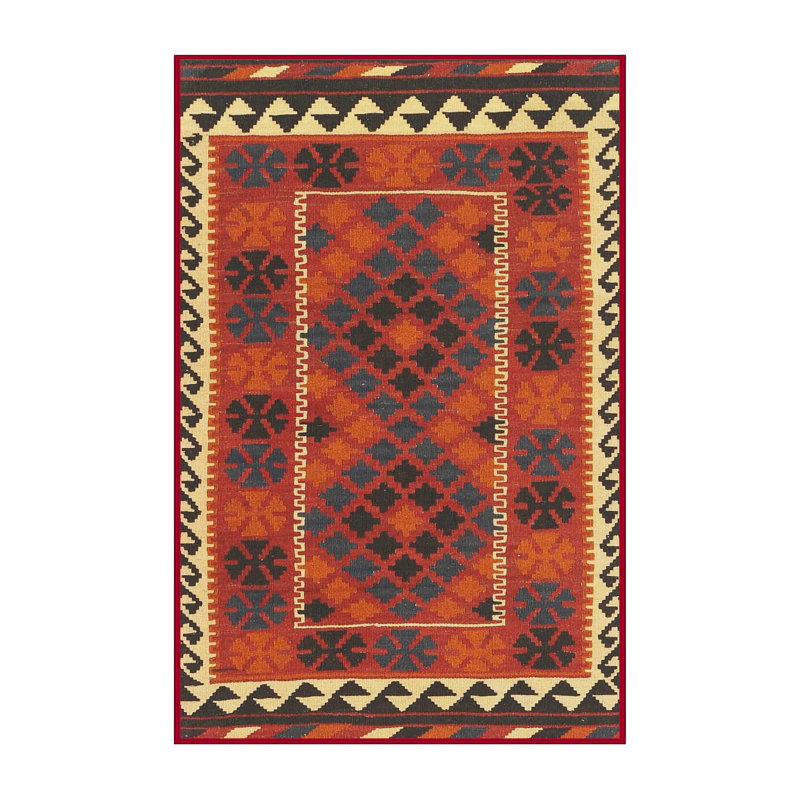 Tapis noir/orange/beige contemporain, Rectangle 2 pi x 3 pi
