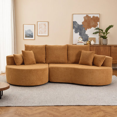 Canapé modulaire courbé Cloud - méridienne 4 places, sans assemblage, tissu noir Boucle