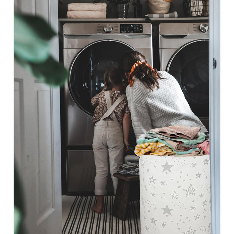 Round Laundry Clothes Hamper Laundry Basket With Handles,Storage Organizer Bins Laundry Gift Basket For Room, Bedroom Decor